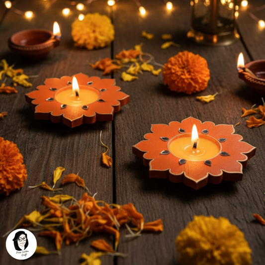 Floral Tealight Candle Holder for Diwali (Set of 2)