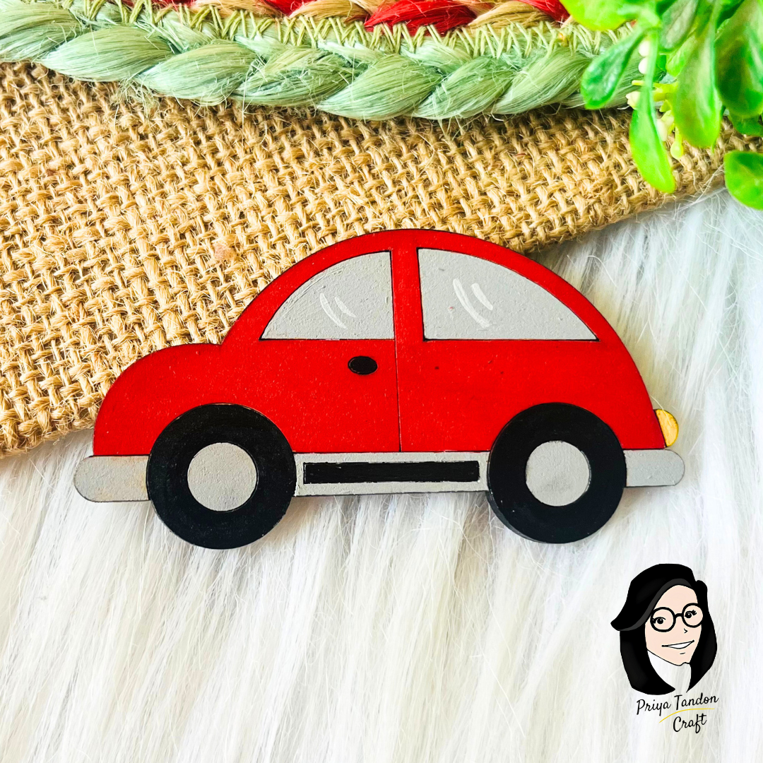 Small Vintage Car Fridge Magnet - Red