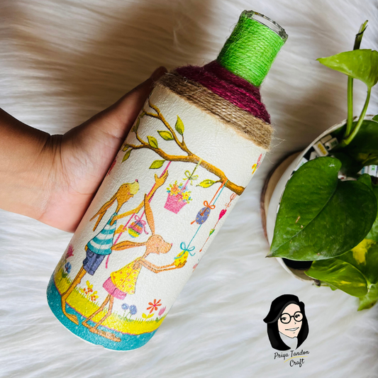 Handmade Bottle With Decopadge Art