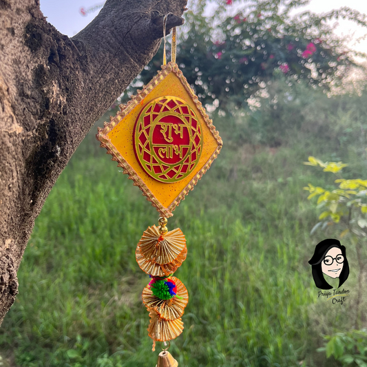 Yellow Shubh Labh Wall-Hanging For Diwali