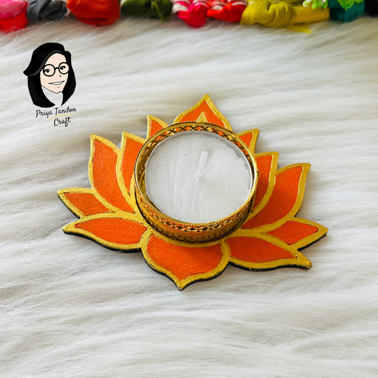 Handcrafted Lotus Tea Light Candle Holders (Set of 2) for Diwali