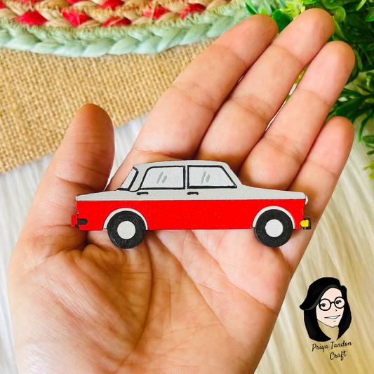 Red Vintage Car Fridge Magnet - Handmade