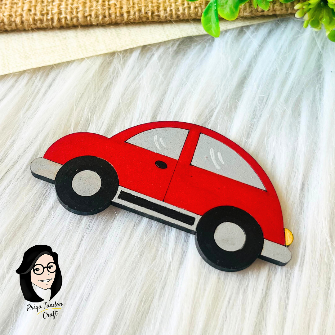 Small Vintage Car Fridge Magnet - Red