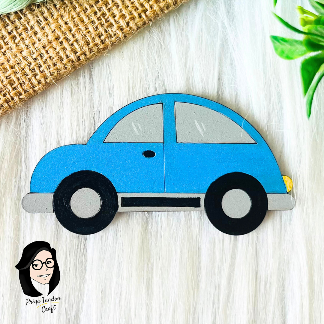 Small Vintage Car Fridge Magnet - Blue