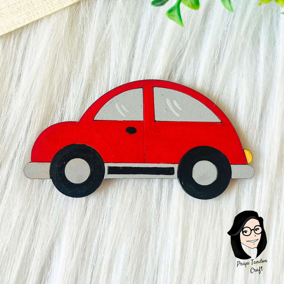 Small Vintage Car Fridge Magnet - Red
