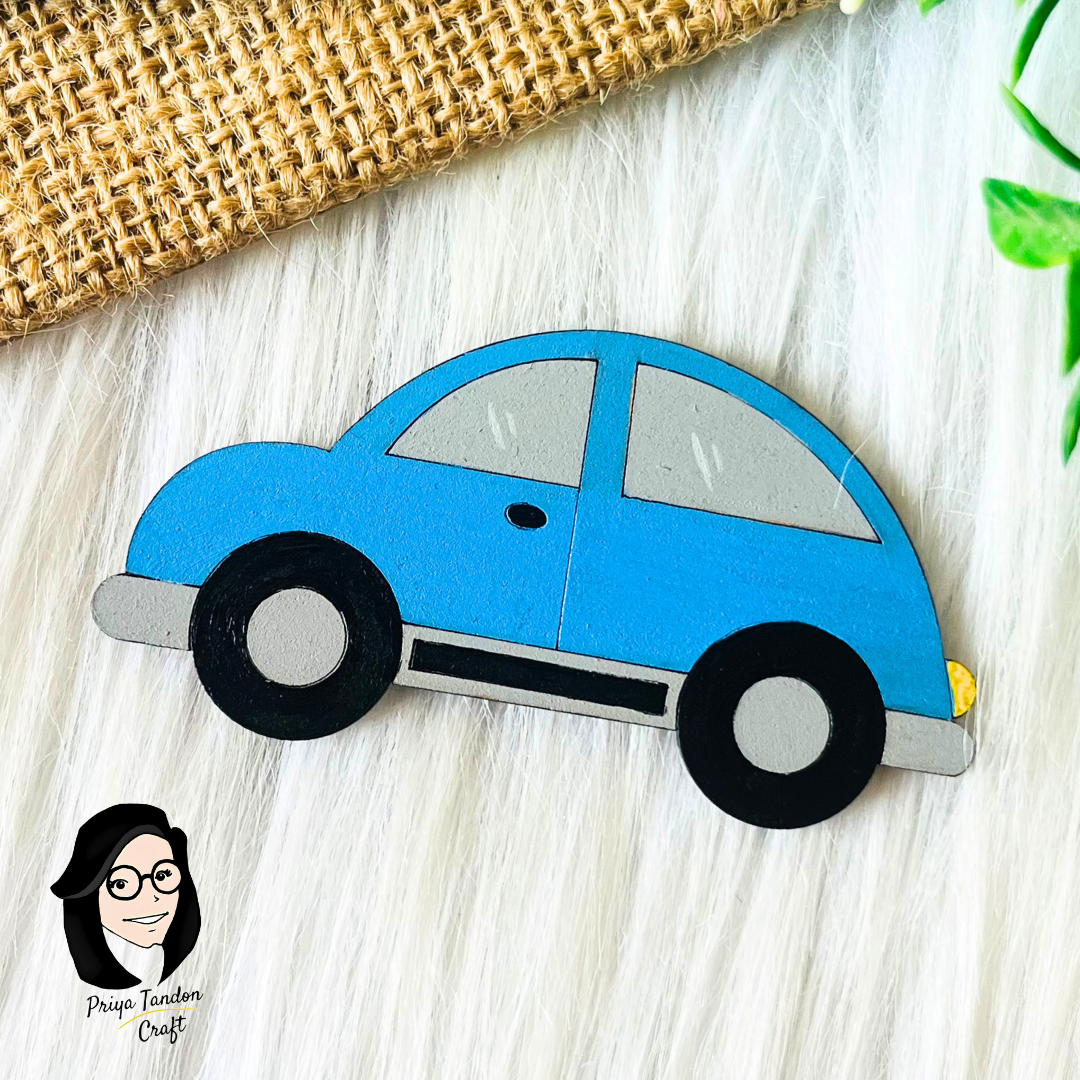 Small Vintage Car Fridge Magnet - Blue