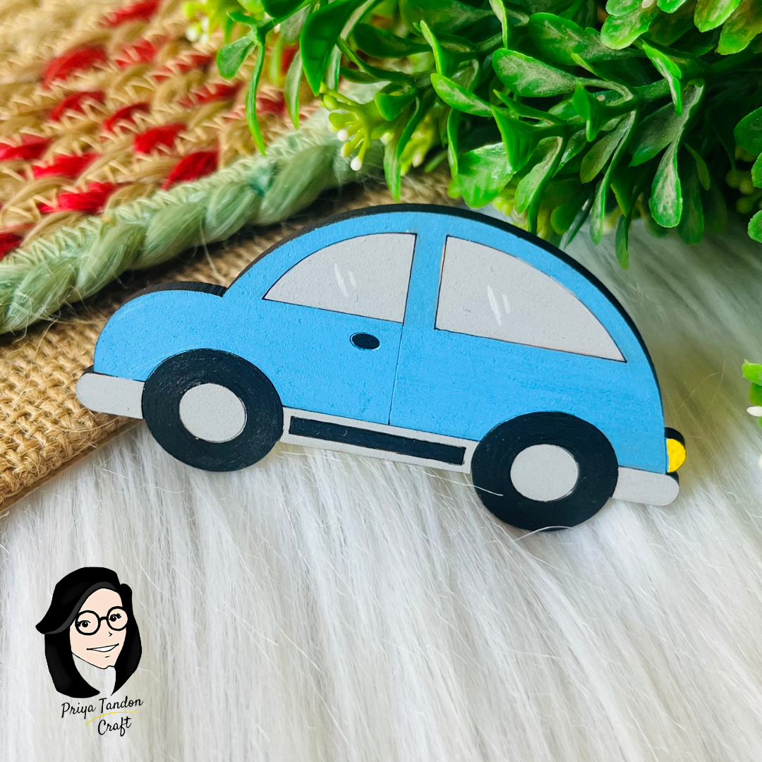 Small Vintage Car Fridge Magnet - Blue