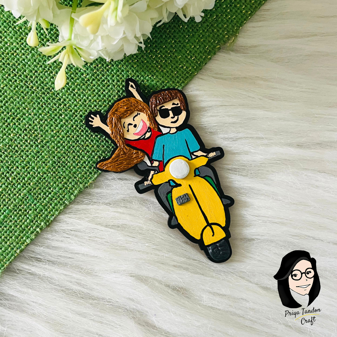Cute Couple Scooter Fridge Magnet