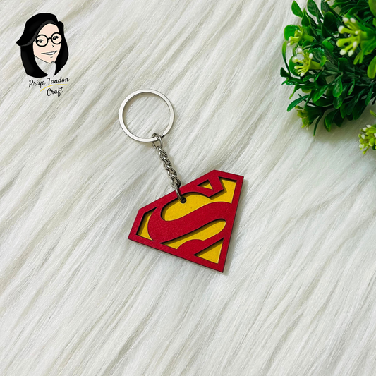 Superman Wooden Keychain for Car, Bike