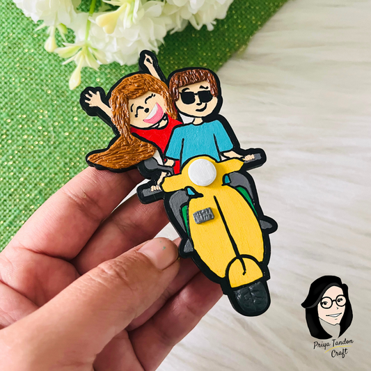 Cute Couple Scooter Fridge Magnet