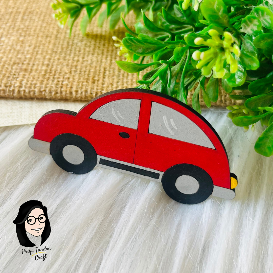 Small Vintage Car Fridge Magnet - Red
