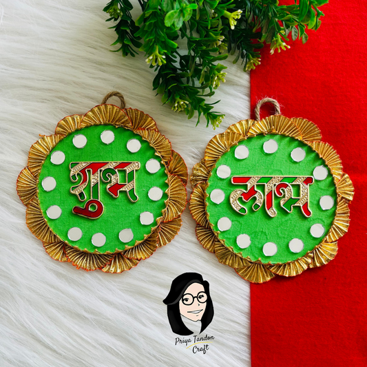 Handmade Mirror & Gotta Work Shubh Labh for Diwali Decor