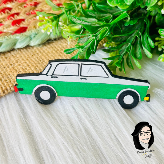 Green Vintage Car Fridge Magnet - Handmade