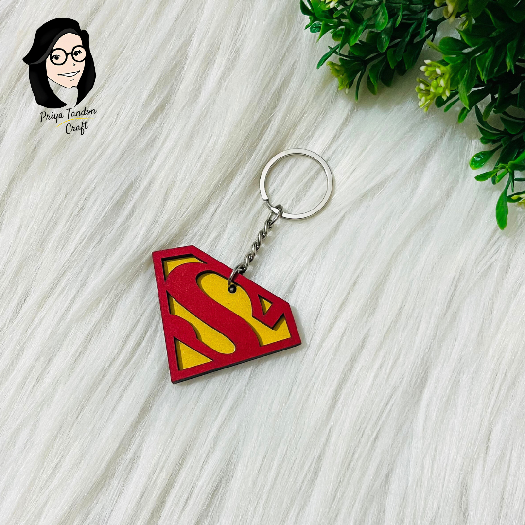 Superman Wooden Keychain for Car, Bike