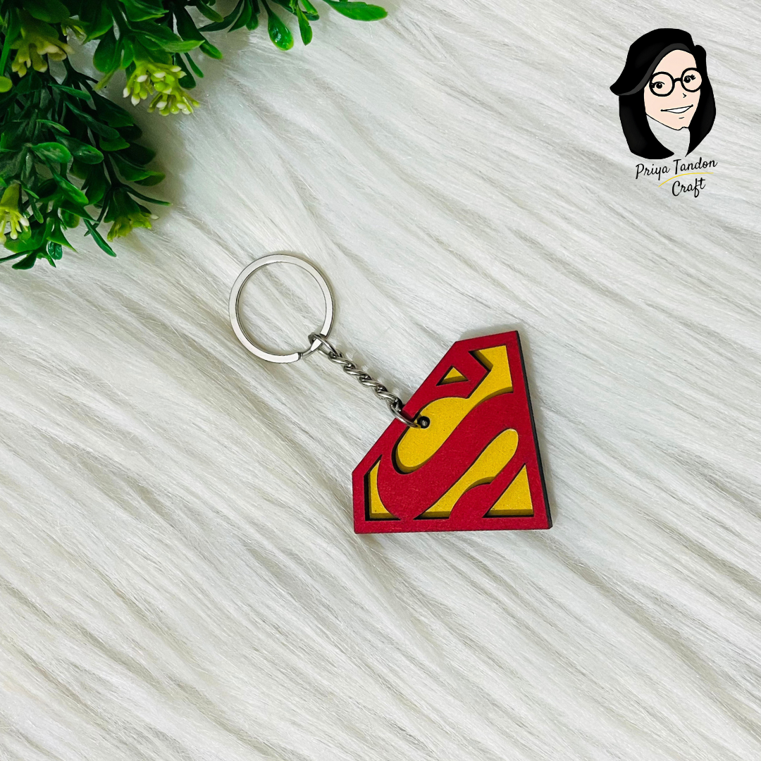 Superman Wooden Keychain for Car, Bike
