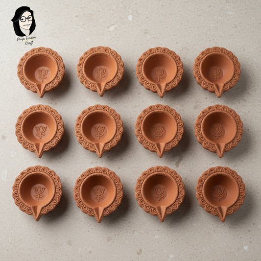 Handcrafted Raw Clay Diyas (Set of 12) for Diwali
