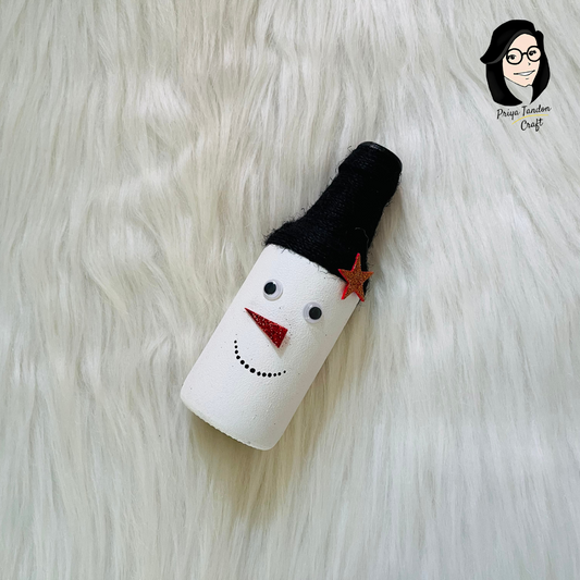 Hand-Painted Snowman Bottle For Christmas