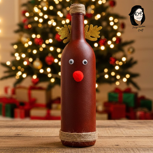 Handmade Reindeer  Glass Bottle For Christmas