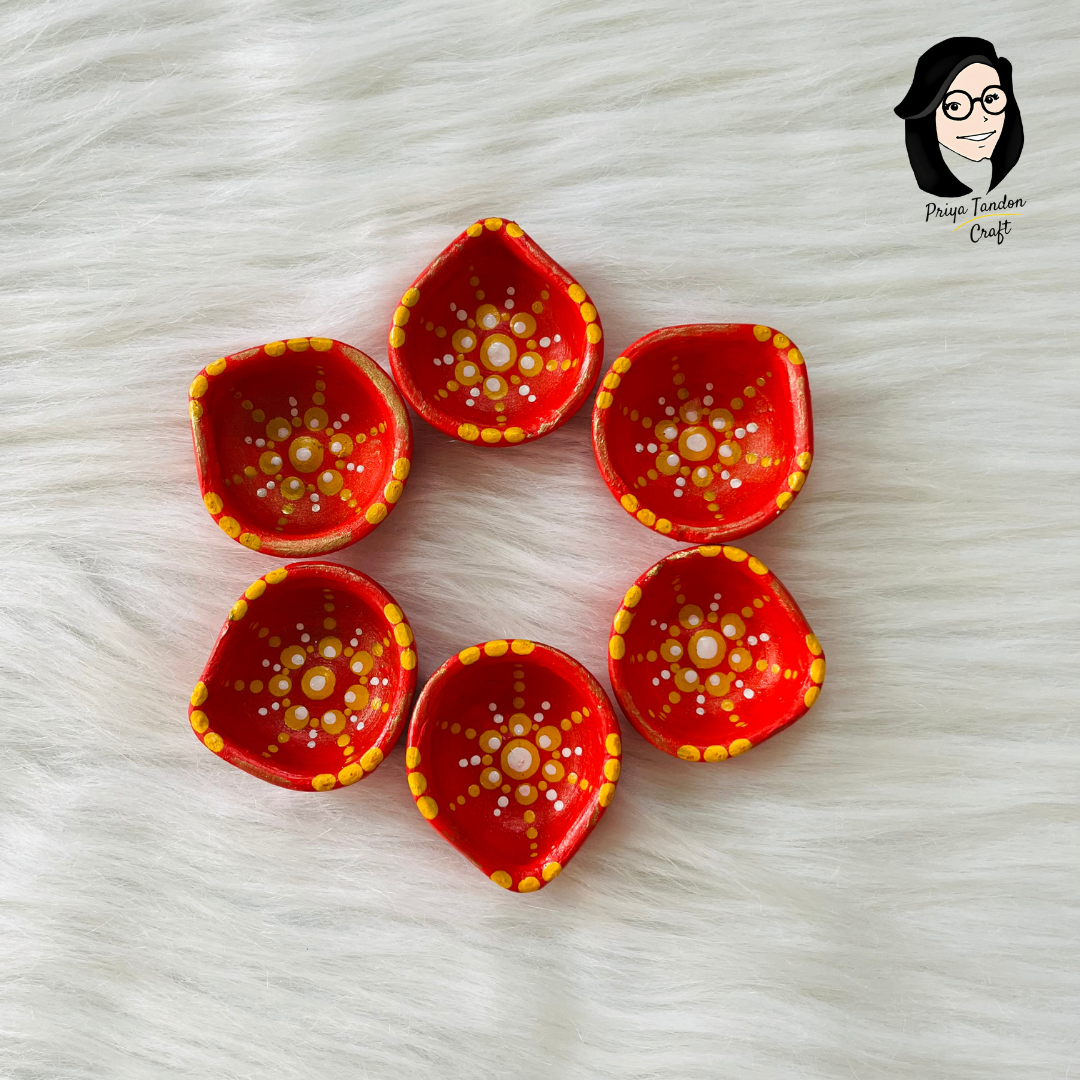 Handmade Earthen Diwali Diyas (Set of 6)