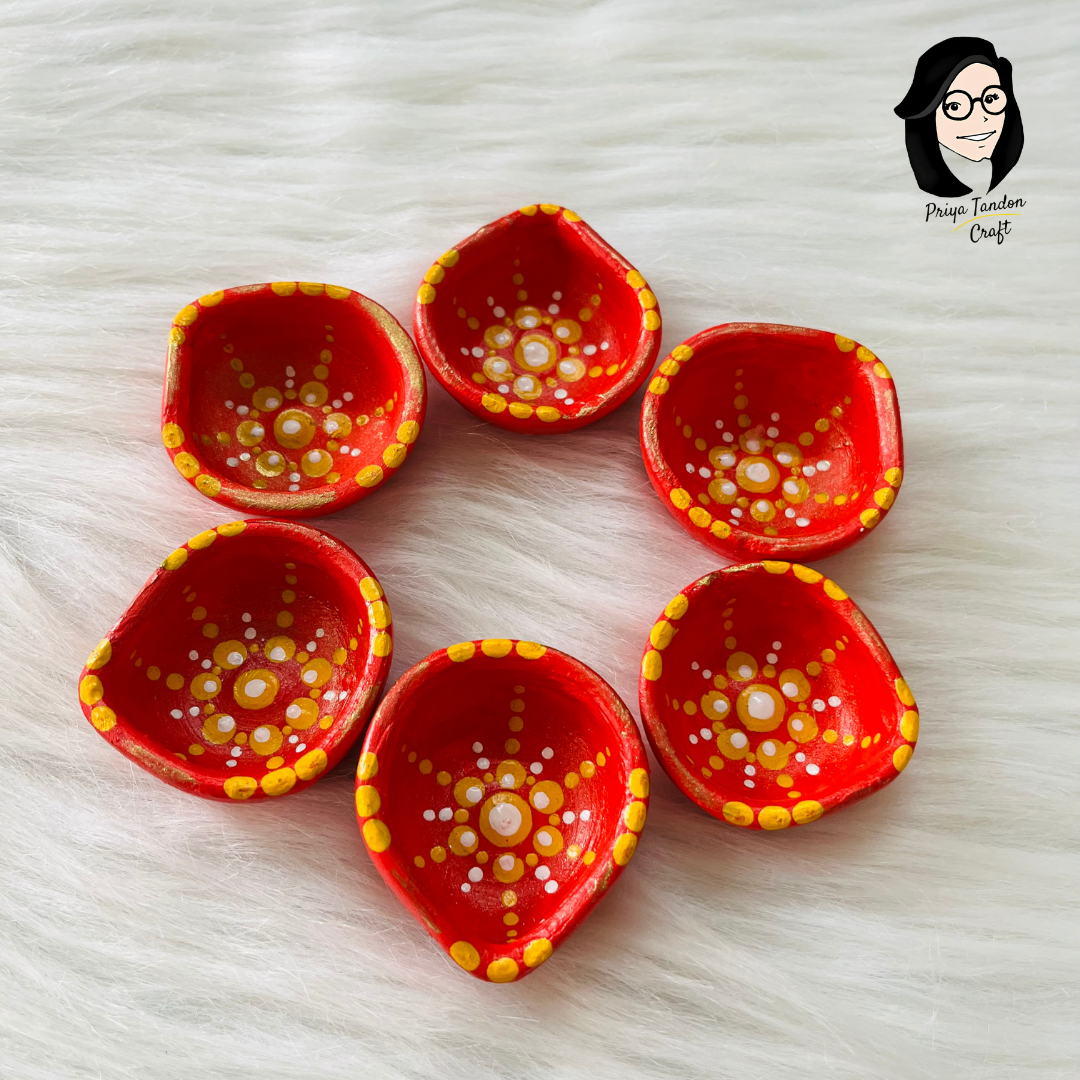 Handmade Earthen Diwali Diyas (Set of 6)