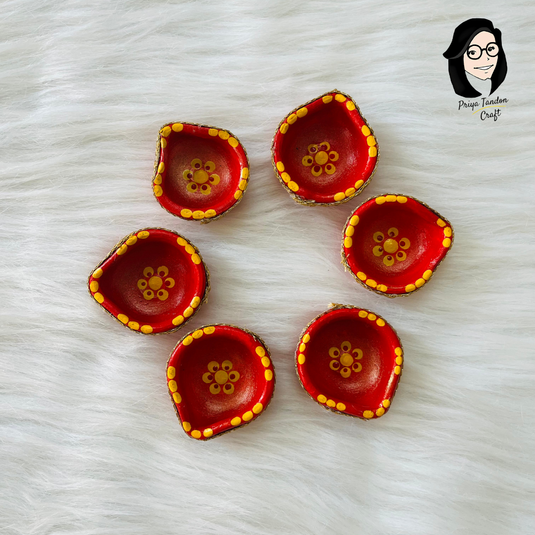 Handmade Earthen Diwali Diyas (Set of 6)