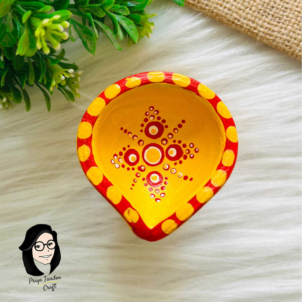 Handpainted Decorative Terracotta Diyas for Diwali (Set of 2)