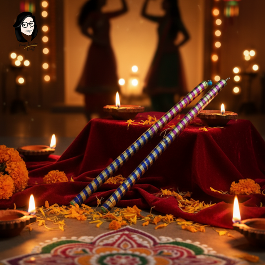 Decorative Wooden Dandiya Sticks for Navratri & Garba