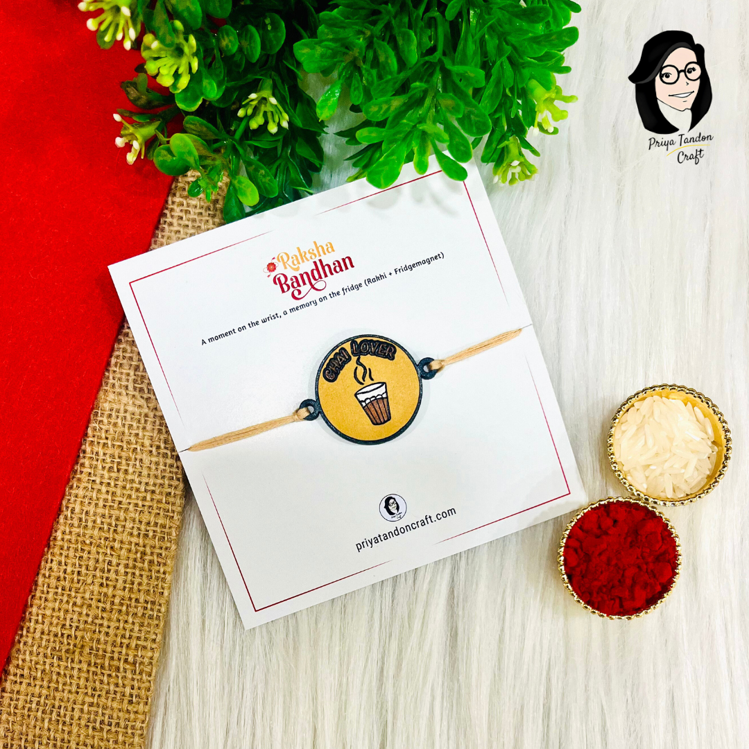 Handmade 'Chai Lover' Bro Rakhi (Fridge Magnet)