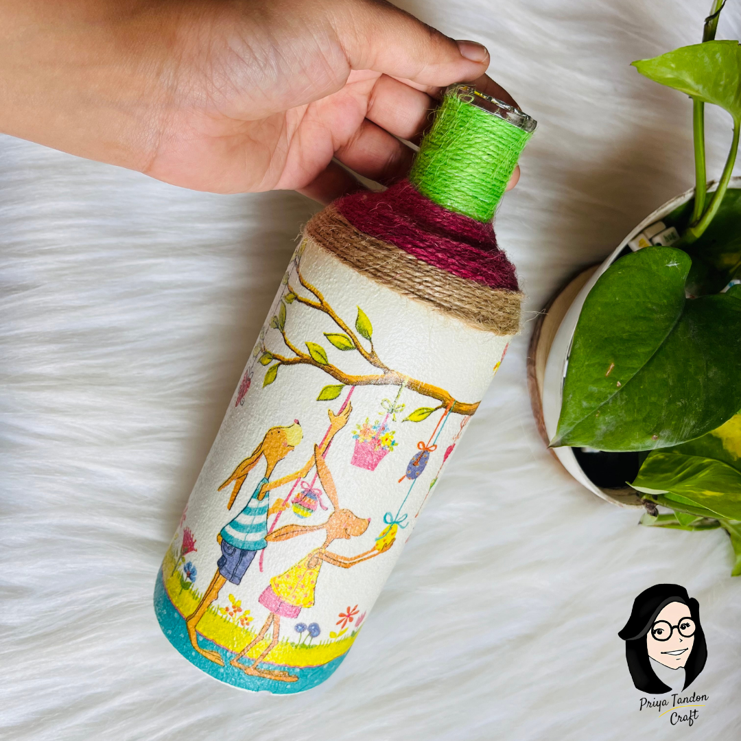 Handmade Bottle With Decopadge Art