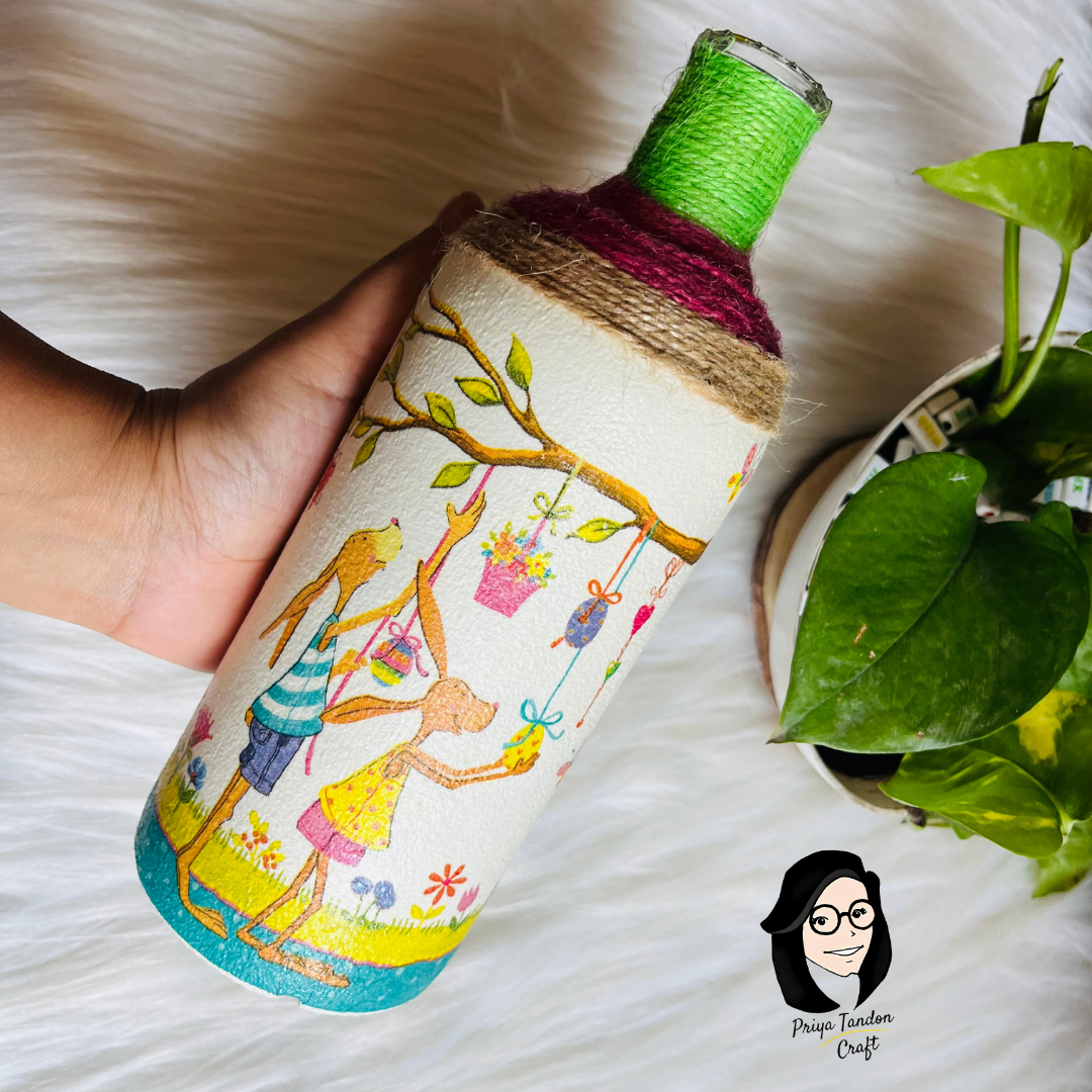 Handmade Bottle With Decopadge Art