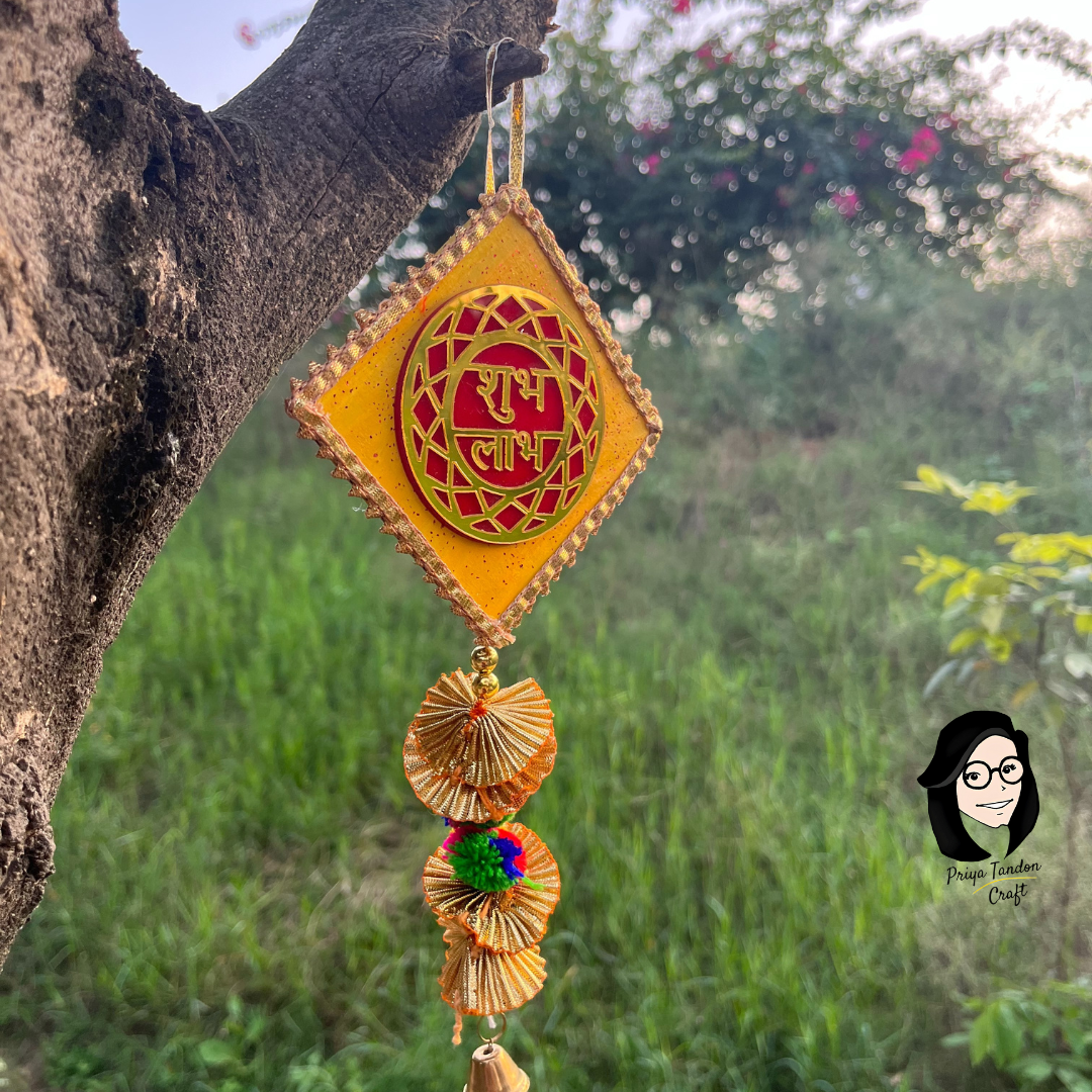 Yellow Shubh Labh Wall-Hanging For Diwali