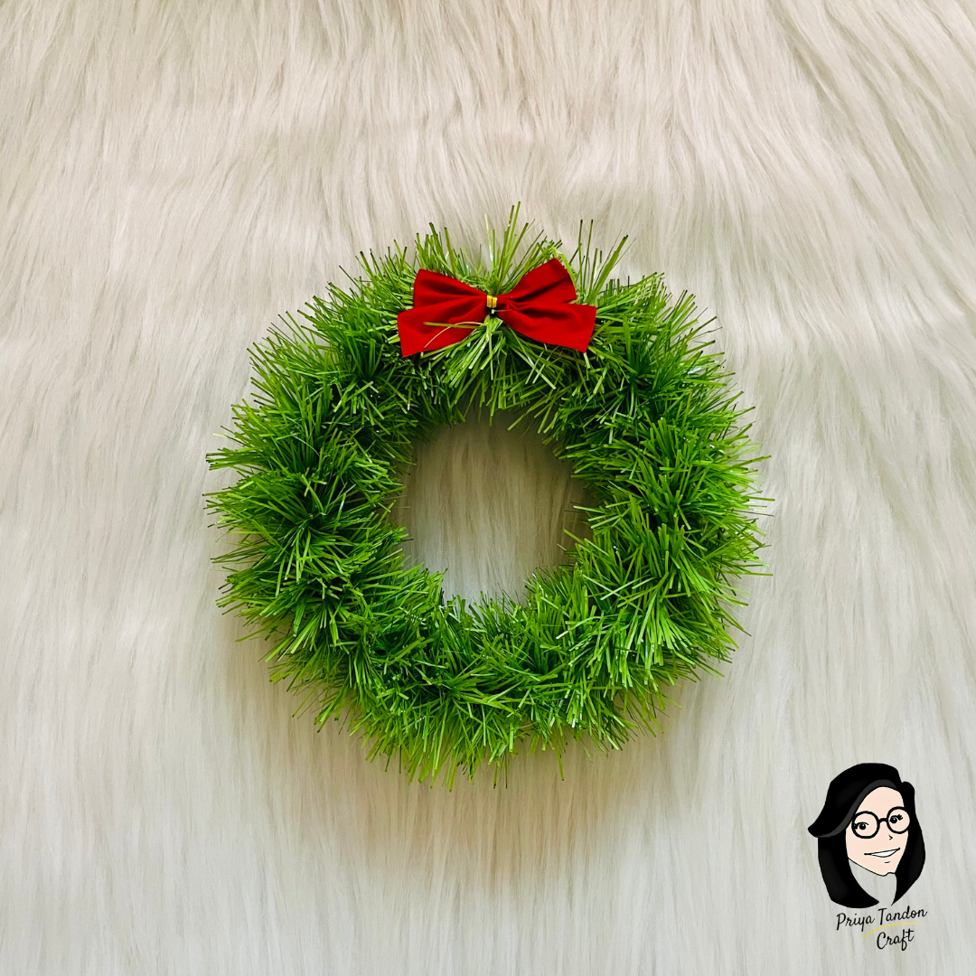 Handmade Wreath for Christmas With A Red Bow