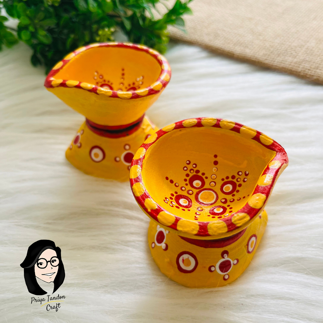 Yellow Beauty Diyas: Spread Warmth & Light (Set of 2)