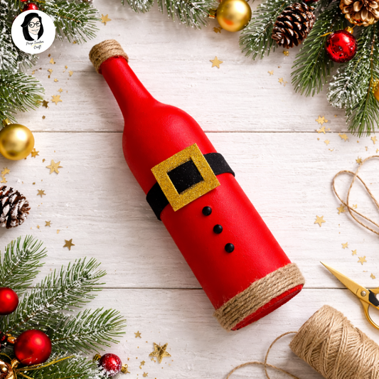Santa-Themed Handmade Glass Bottle For Christmas