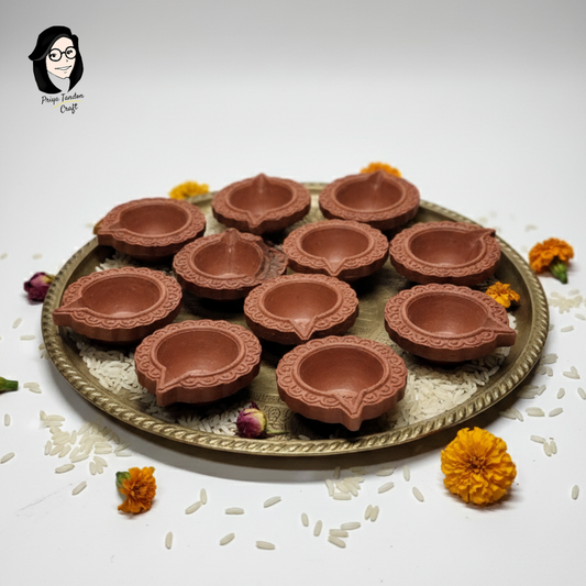 Handcrafted Raw Clay Diyas (Set of 12) for Diwali