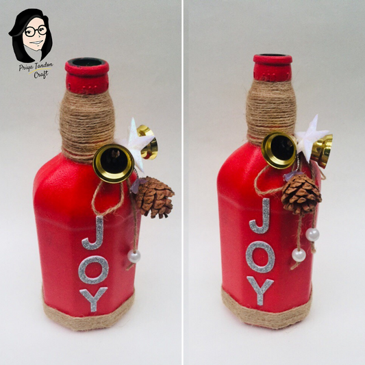 Hand-Crafted JOY Bottle For Christmas