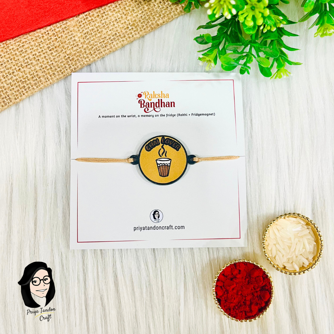 Handmade 'Chai Lover' Bro Rakhi (Fridge Magnet)