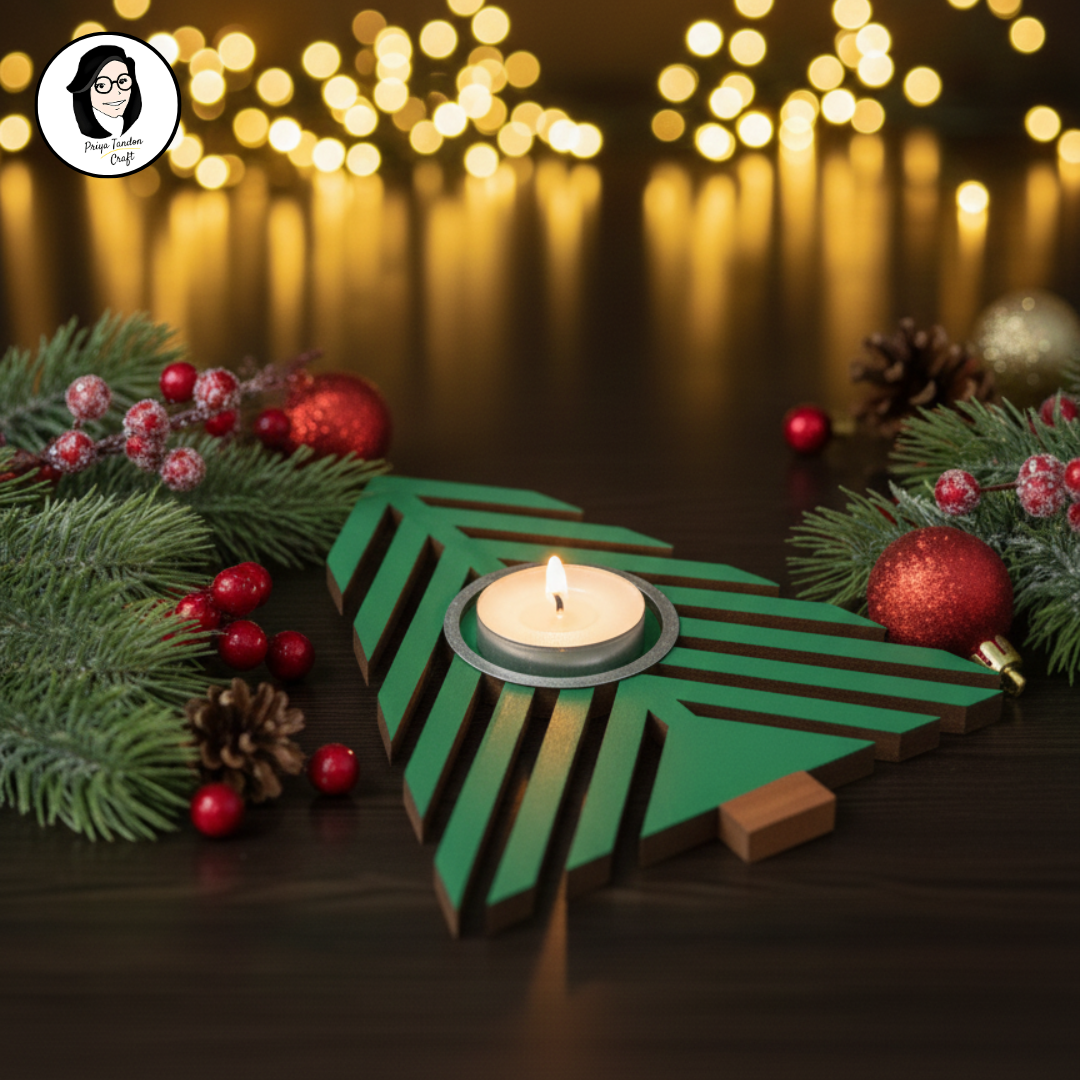 Handcrafted Wooden Christmas Tealight Candle Holders