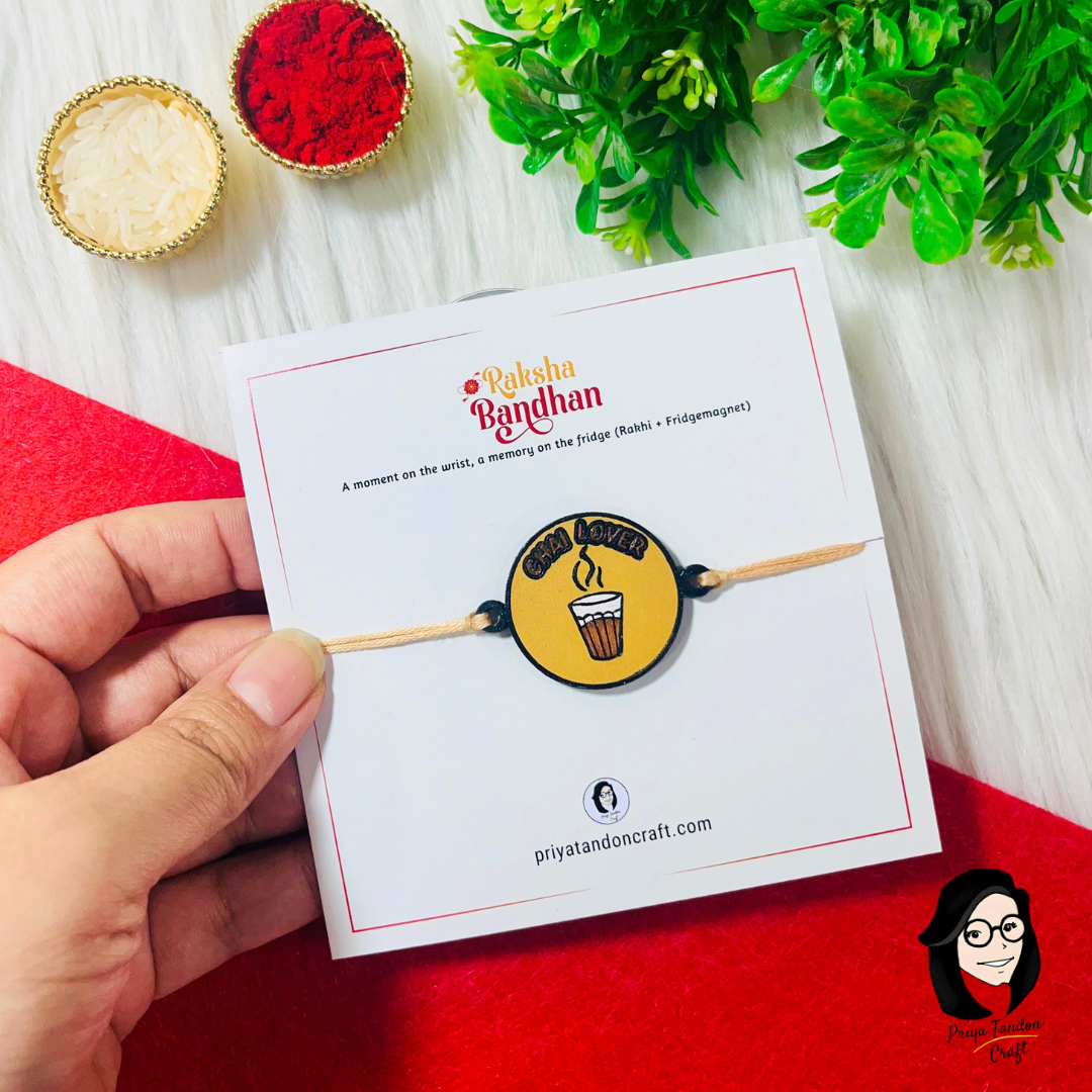 Handmade 'Chai Lover' Bro Rakhi (Fridge Magnet)