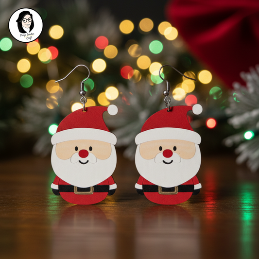 Santa Handmade Earrings - Red & White Christmas