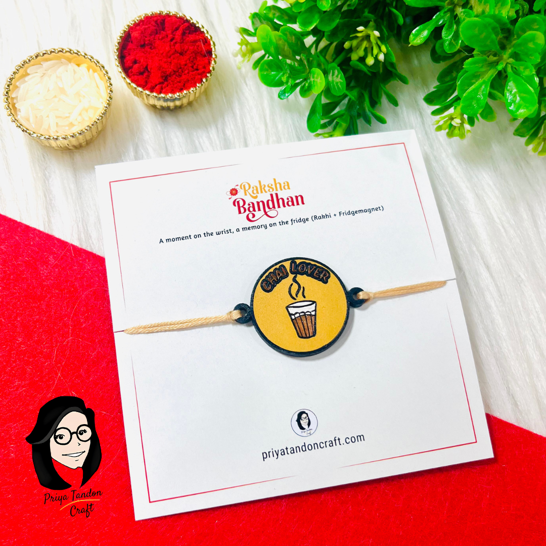 Handmade 'Chai Lover' Bro Rakhi (Fridge Magnet)