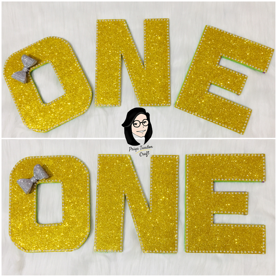 1st Birthday Party Decoration - Golden ONE Alphabets