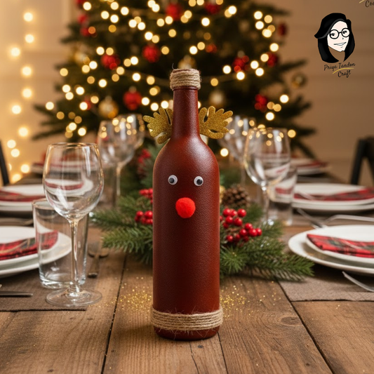Handmade Reindeer  Glass Bottle For Christmas