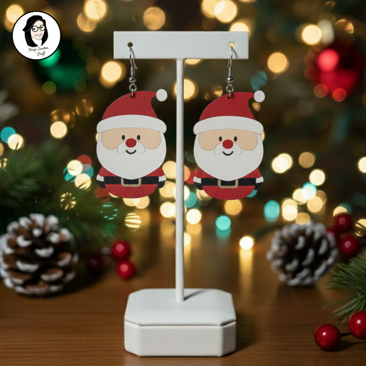 Santa Handmade Earrings - Red & White Christmas