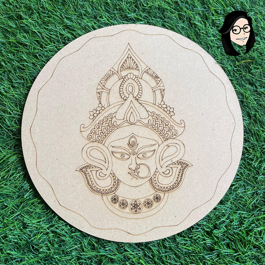 Maa Durga Pre-Marked MDF Base Cutout  (10 Inches)